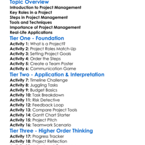Project Management Fundamentals Worksheet Activity Booklet