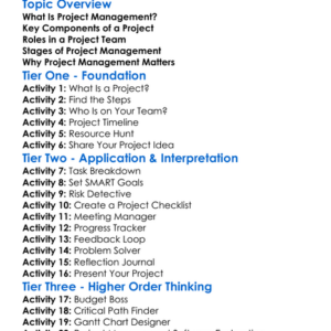 Project Management Worksheet Activity Booklet