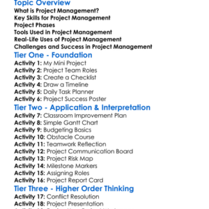 Project Management Worksheet Activity Booklet