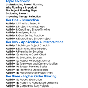 Project Planning And Evaluation Worksheet Activity Booklet