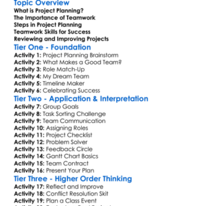 Project Planning And Teamwork Worksheet Activity Booklet