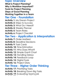 Project Planning And Workflow Worksheet Activity Booklet