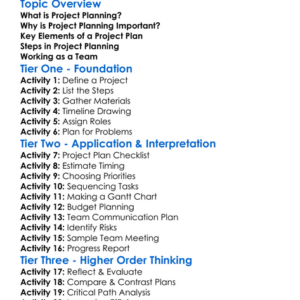 Project Planning Worksheet Activity Booklet