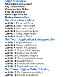 Projectile Motion Worksheet Activity Booklet