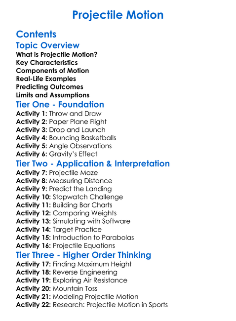 Projectile Motion Worksheet Activity Booklet