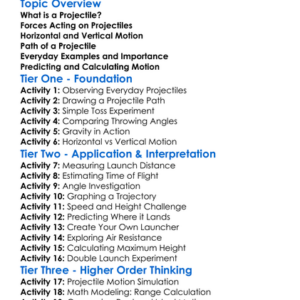 Projectiles And Their Motion Worksheet Activity Booklet
