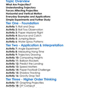 Projectiles Worksheet Activity Booklet