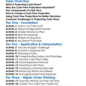 Projecting Cash Flows Worksheet Activity Booklet