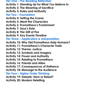 Prometheus Bound Aeschylus Worksheet Activity Booklet