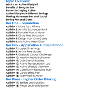 Promoting Active Lifestyles Worksheet Activity Booklet