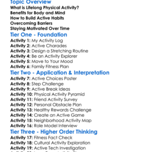 Promoting Lifelong Activity Worksheet Activity Booklet