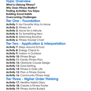 Promoting Lifelong Fitness Worksheet Activity Booklet