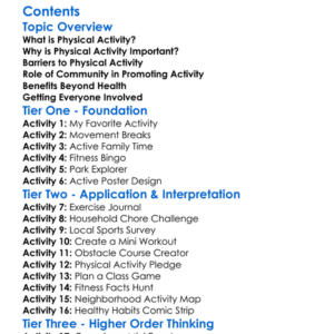 Promoting Physical Activity In Community Worksheet Activity Booklet