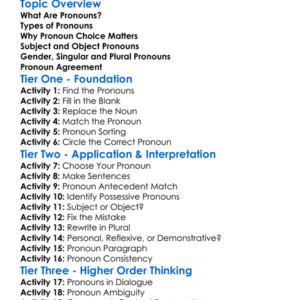 Pronoun Usage Worksheet Activity Booklet