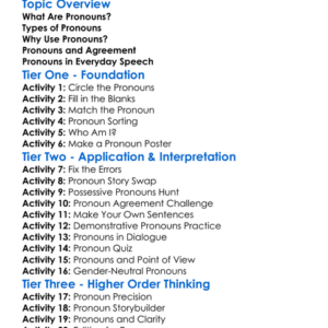 Pronouns Worksheet Activity Booklet
