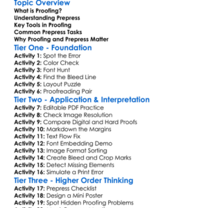 Proofing And Prepress Worksheet Activity Booklet