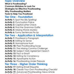 Proofreading Skills Worksheet Activity Booklet