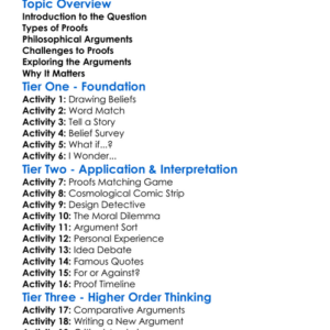 Proofs For Gods Existence Worksheet Activity Booklet