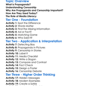 Propaganda And Censorship Worksheet Activity Booklet