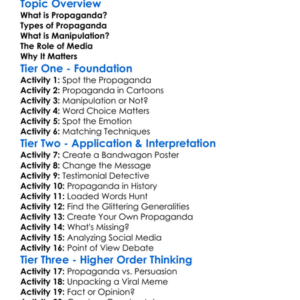 Propaganda And Manipulation Worksheet Activity Booklet