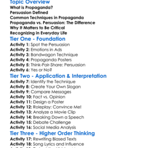 Propaganda And Persuasion Worksheet Activity Booklet