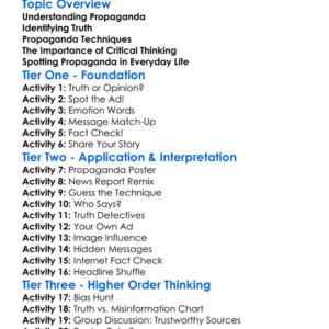 Propaganda And Truth Worksheet Activity Booklet
