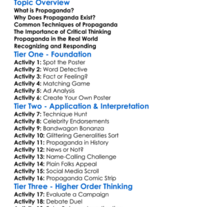 Propaganda Identification Worksheet Activity Booklet