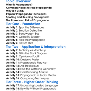 Propaganda Techniques Worksheet Activity Booklet
