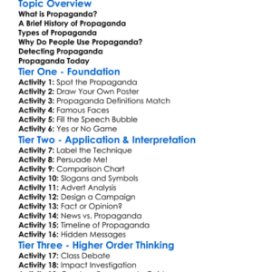 Propaganda Worksheet Activity Booklet