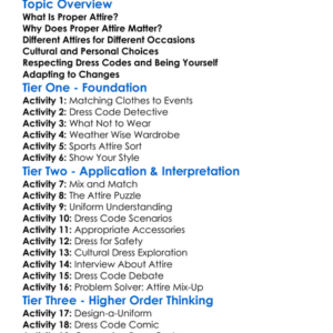 Proper Attire Worksheet Activity Booklet
