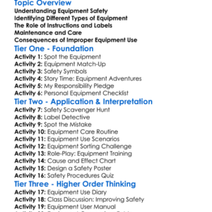 Proper Equipment Use Worksheet Activity Booklet