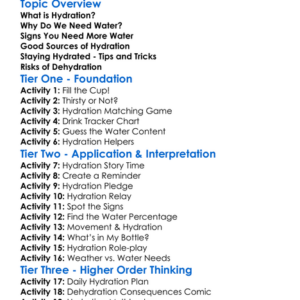 Proper Hydration Worksheet Activity Booklet