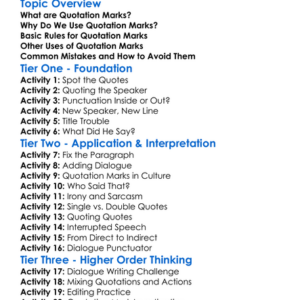 Proper Use Of Quotation Marks Worksheet Activity Booklet