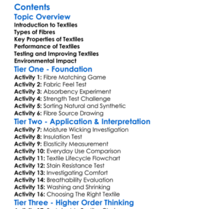 Properties And Performance Of Textiles Worksheet Activity Booklet