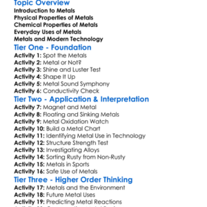 Properties And Uses Of Metals Worksheet Activity Booklet