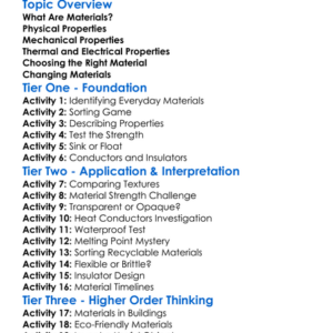 Properties Of Materials Worksheet Activity Booklet