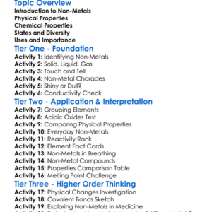 Properties Of Non-Metals Worksheet Activity Booklet