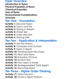 Properties Of Nylon Worksheet Activity Booklet
