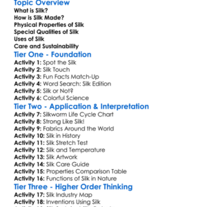Properties Of Silk Worksheet Activity Booklet