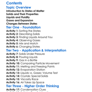 Properties Of Solids Liquids And Gases Worksheet Activity Booklet