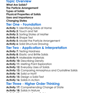 Properties Of Solids Worksheet Activity Booklet