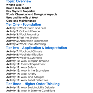 Properties Of Wool Worksheet Activity Booklet