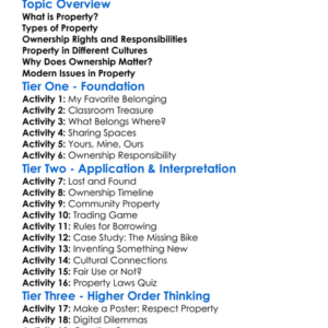 Property And Ownership Worksheet Activity Booklet