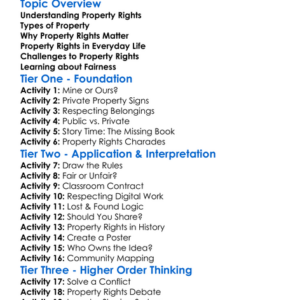 Property Rights Worksheet Activity Booklet