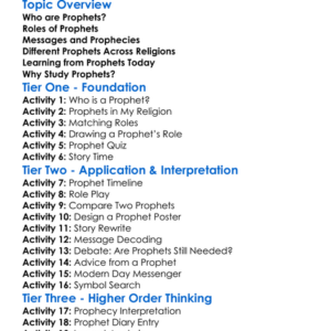 Prophets And Their Roles Worksheet Activity Booklet