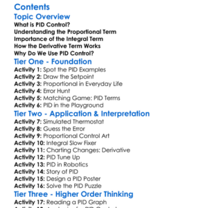 Proportional-Integral-Derivative Pid Control Worksheet Activity Booklet