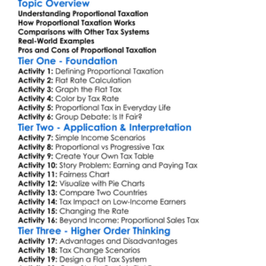 Proportional Taxation Worksheet Activity Booklet