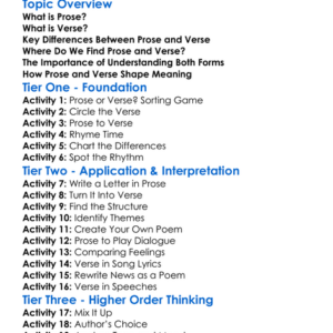 Prose And Verse Worksheet Activity Booklet