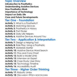 Prosthetics And Assistive Devices Worksheet Activity Booklet