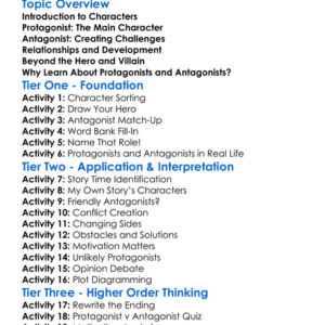 Protagonist And Antagonist Worksheet Activity Booklet
